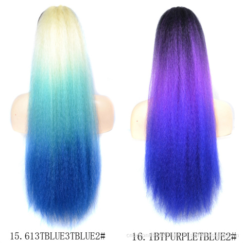 Synthetic Hair Extension Yaki Kinky Straight Ombre Ponytails Drawstring  Ponytail For Black Women